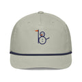 Light gray rope cap with embroidered snowman eight logo