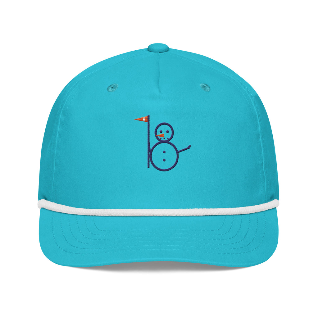 Aqua rope cap with embroidered snowman eight logo