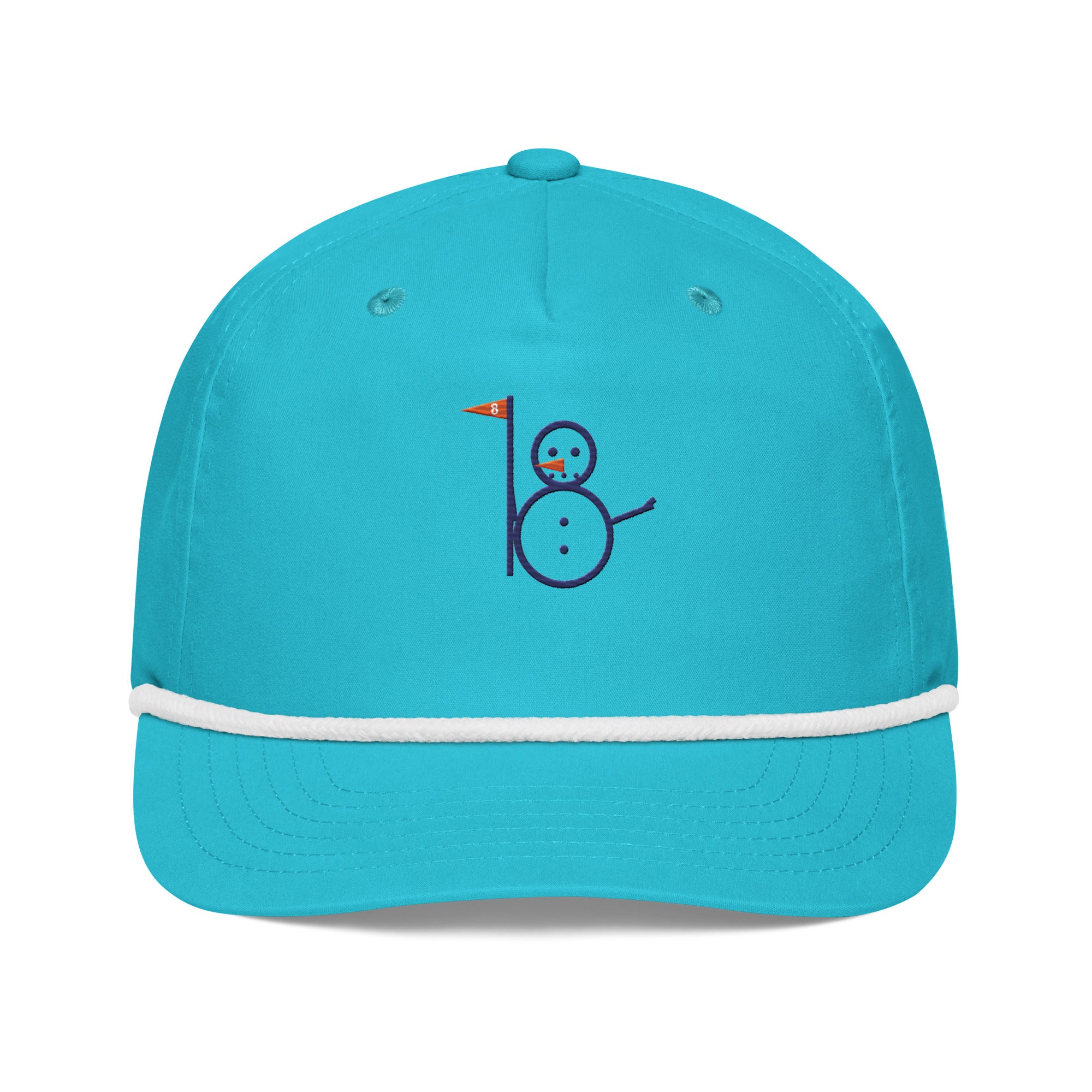 Aqua rope cap with embroidered snowman eight logo