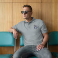 Cool heather Snowman Golf polo with embroidered snowman logo on the left chest