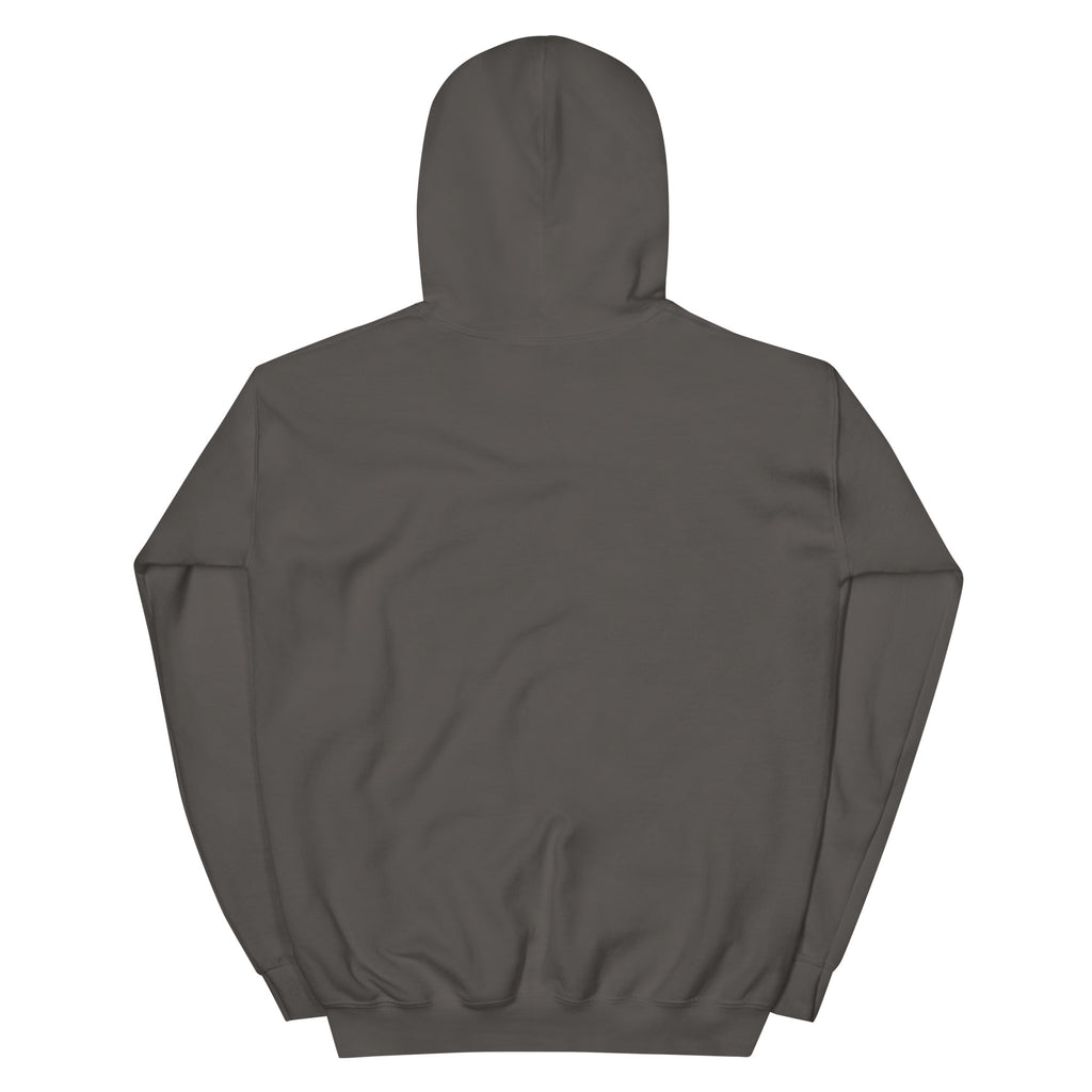 Navy Snowman Golf hoodie with full snowman and eight flag graphic, back view
