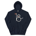 Navy Snowman Golf hoodie with full snowman and eight flag graphic